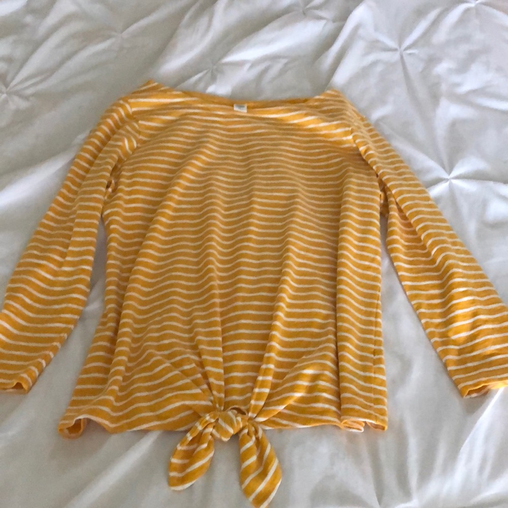 yellow and white stripped shirt